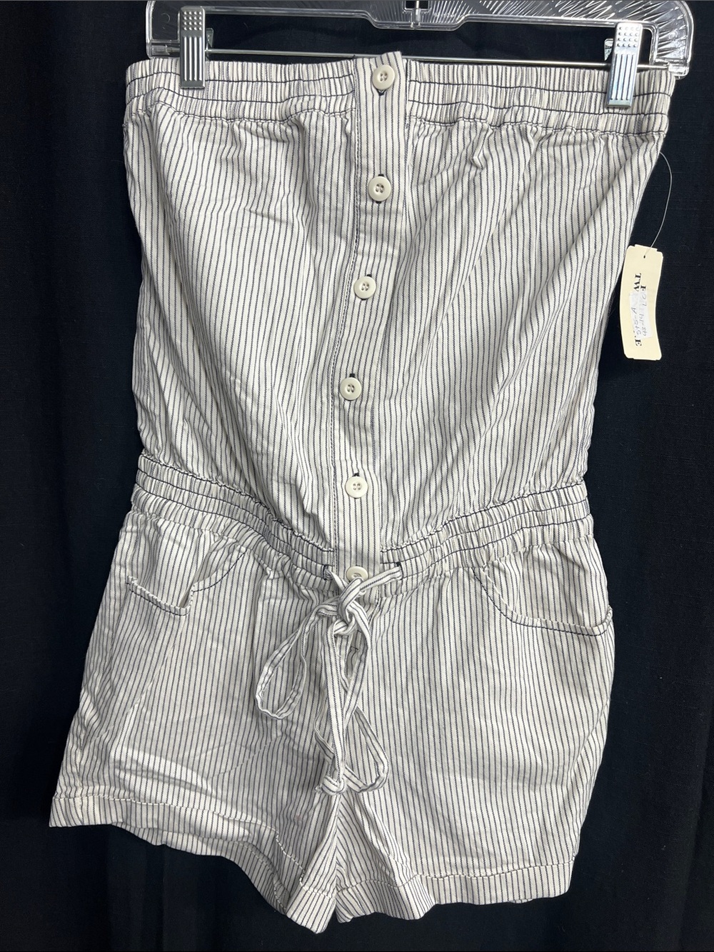 NWT Forever 21 Striped Button-Front Strapless Romper